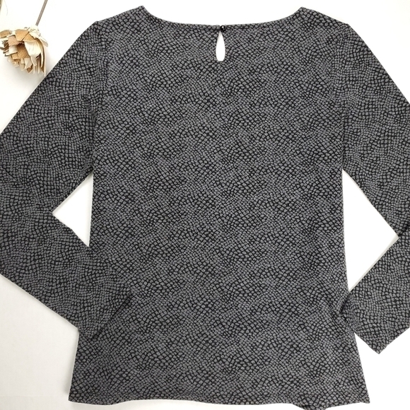 TALBOTS Grey Black Textured Long Sleeve Top Size M - Picture 7 of 10